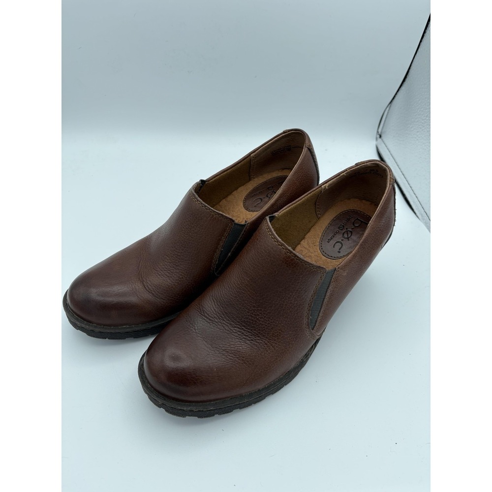 B.o.c Shoes Womens Size 7.5 Brown Leather Clog Slip On Comfort Block Heel Casual
